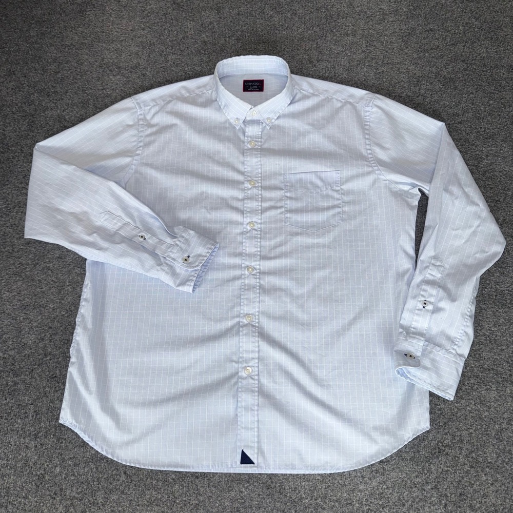 UNTUCKit Mens XL Long Sleeve Plaid Button Down Shirt Blue White Cotton Casual